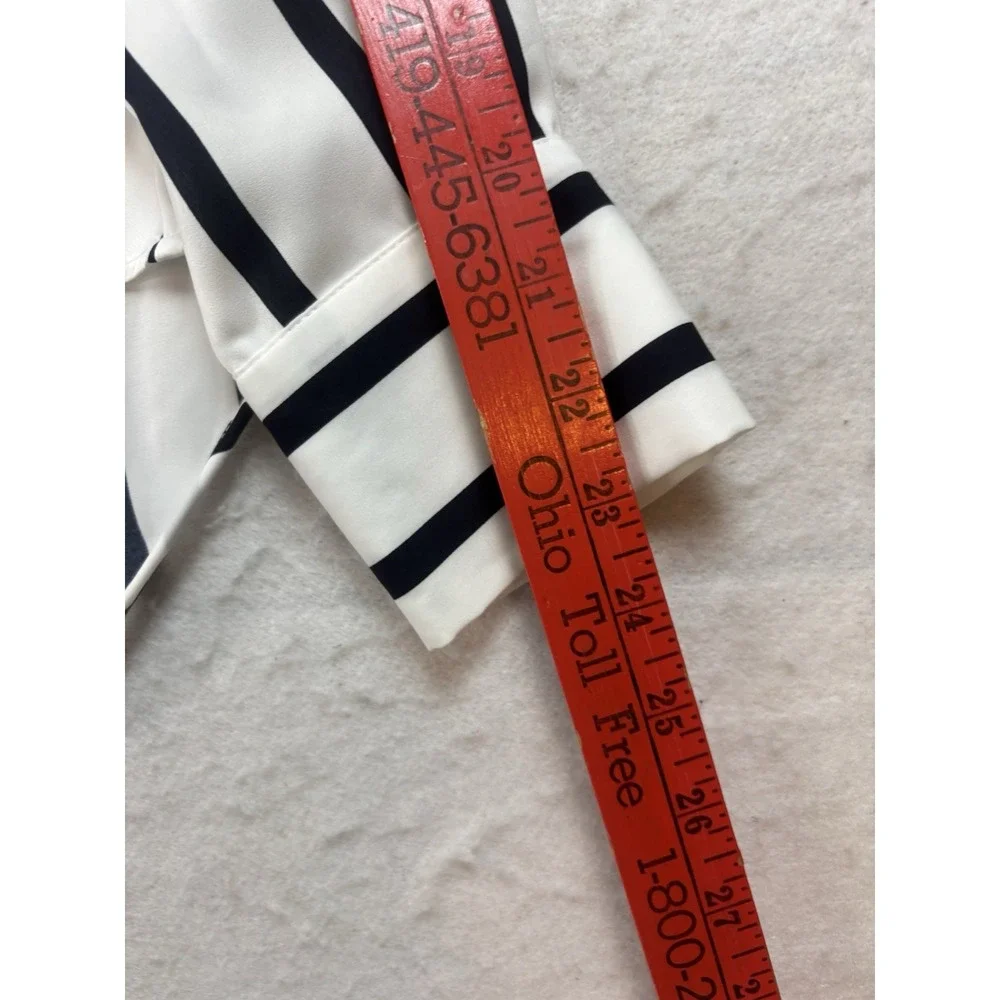 Black Tape Womens S Button Up Shirt Oversized Black Vertical Stripe On White NWT